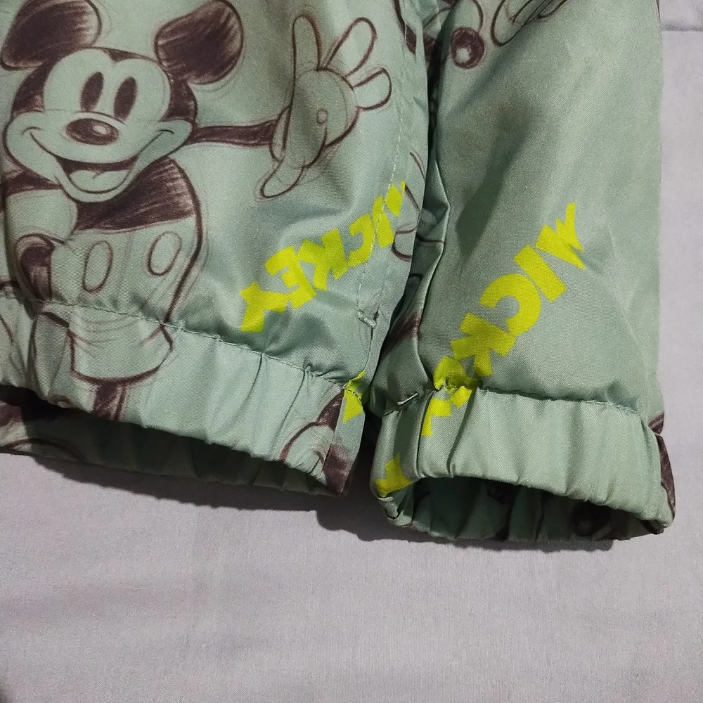 Disney Kids Light Green Mickey Mouse Hooded Jacket with Black Ears
